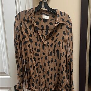 L’Agence Brown and Black Animal Print Blouse